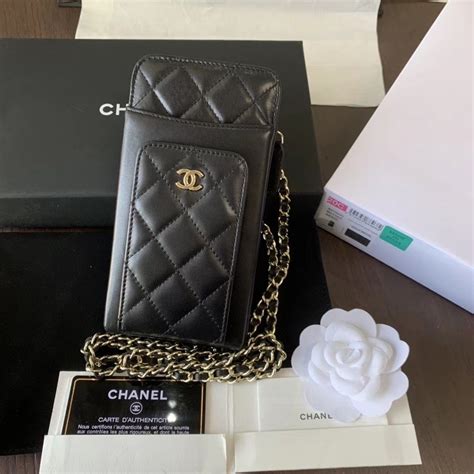 chanel phone holder|chanel phone bag with chain.